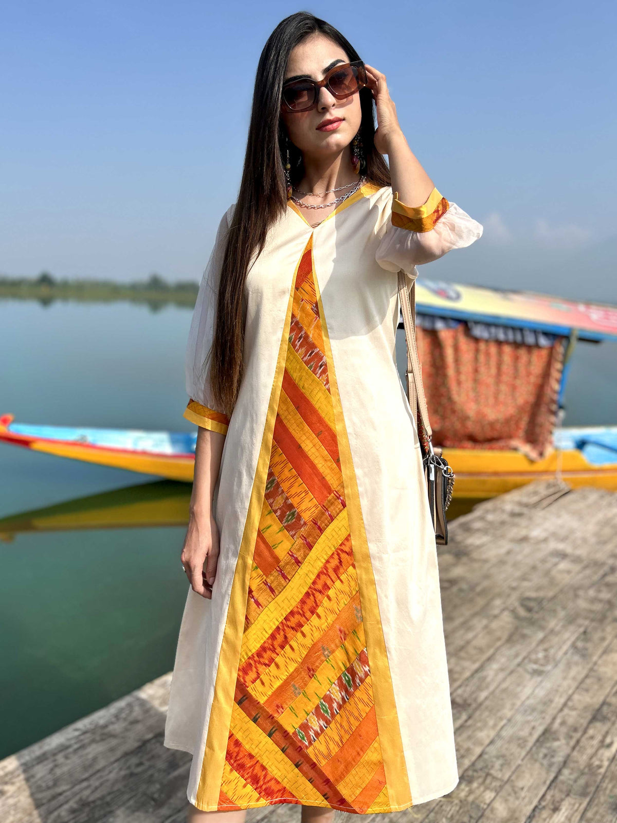 KATIE GORGEOUS KASHMIR PATOLA SILK PATCHWORK DRESS