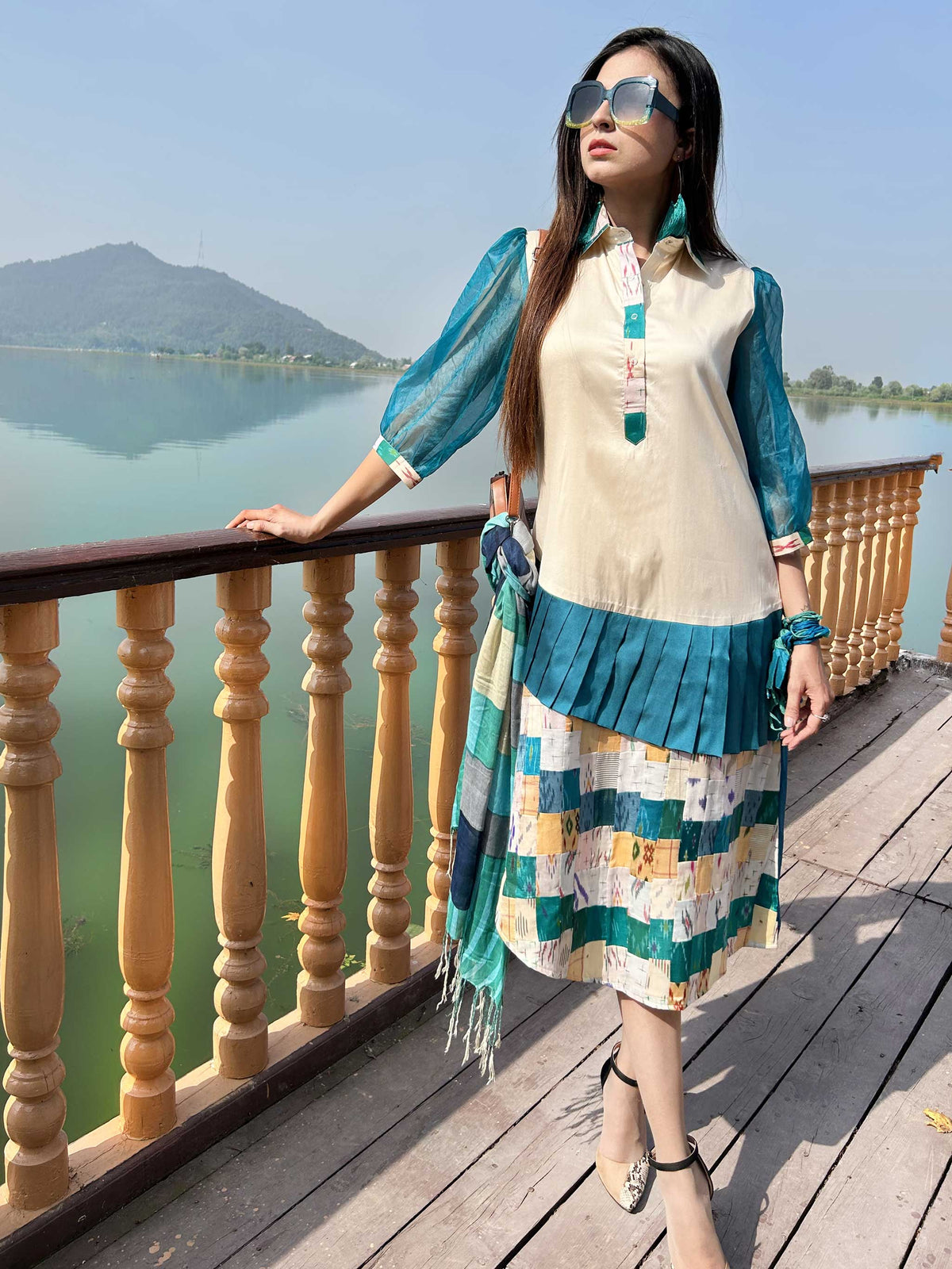 KATHY GORGEOUS KASHMIR PATOLA SILK PATCHWORK DRESS