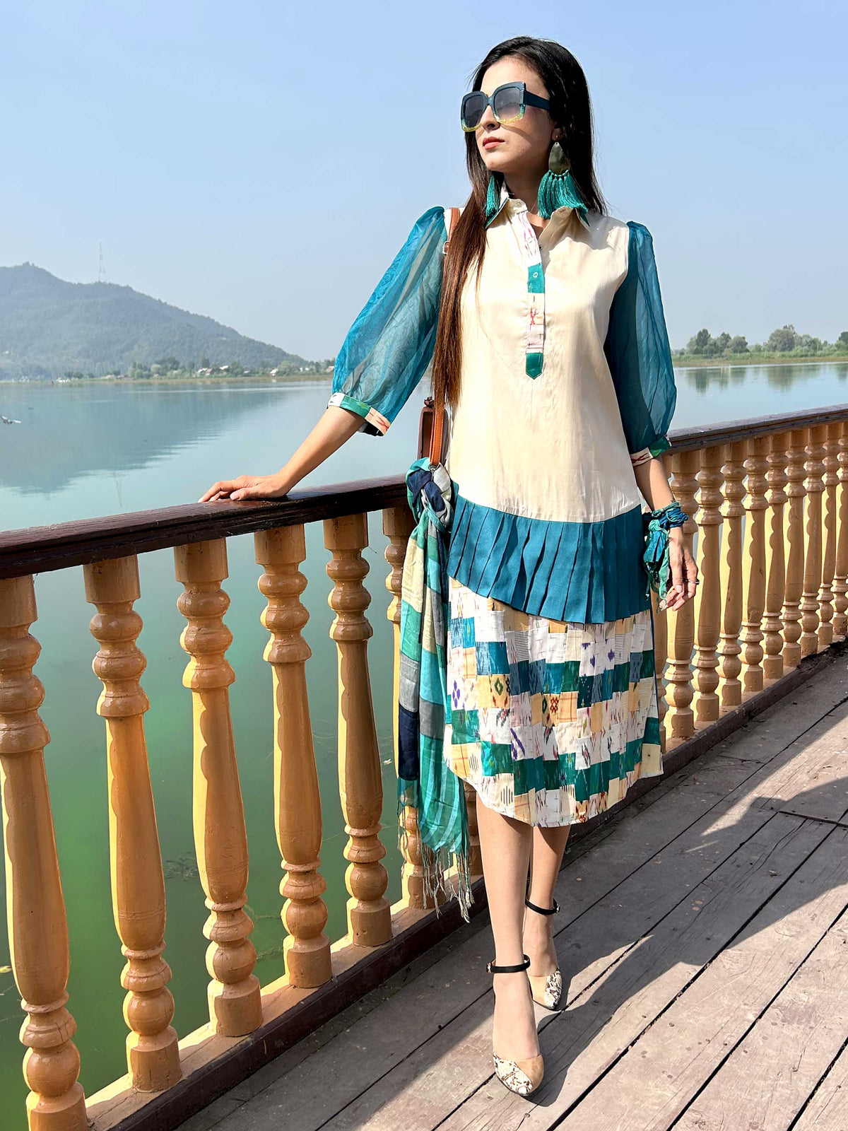 KATHY GORGEOUS KASHMIR PATOLA SILK PATCHWORK DRESS