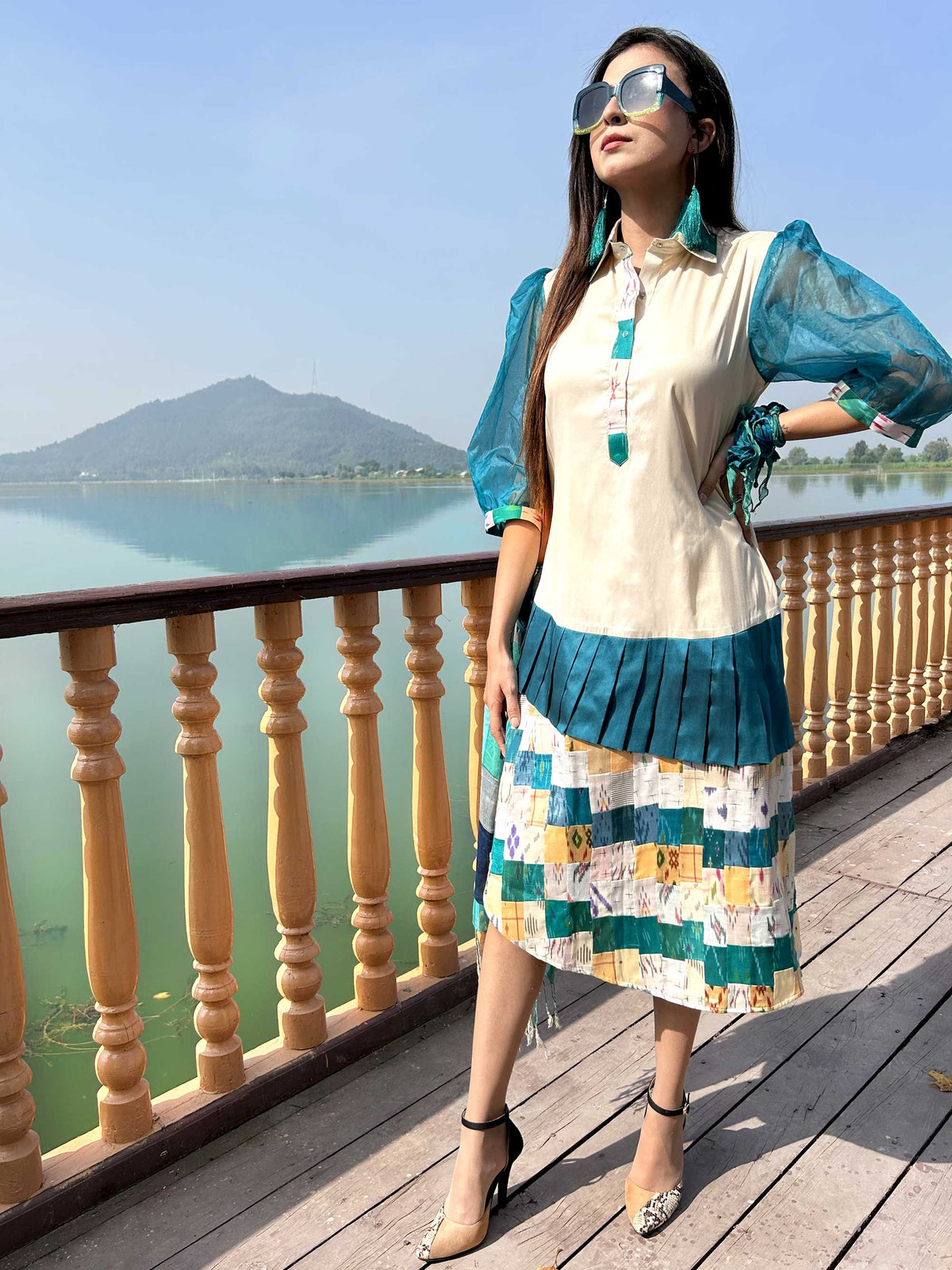 KATHY GORGEOUS KASHMIR PATOLA SILK PATCHWORK DRESS