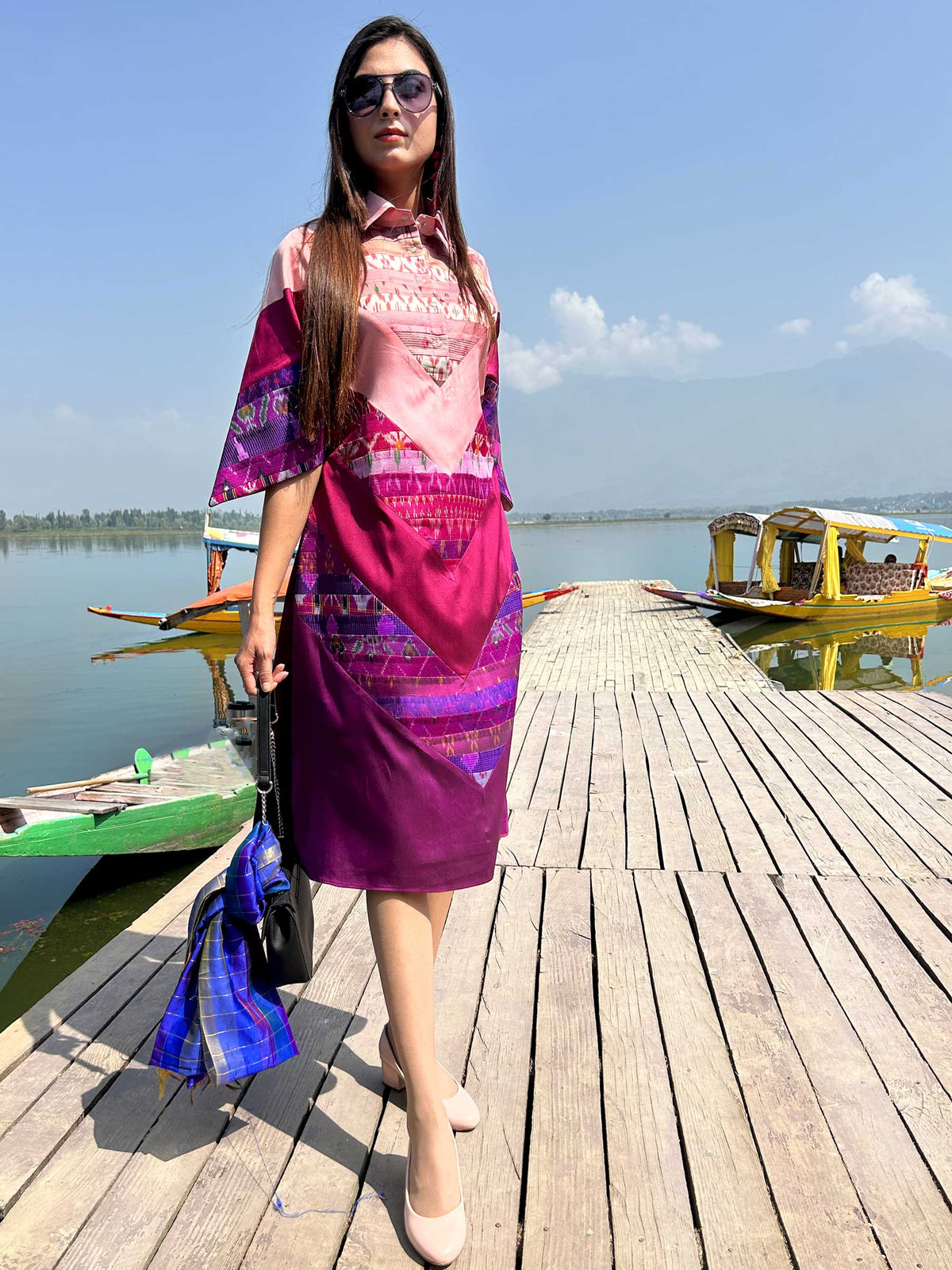 KAROLINE GORGEOUS KASHMIR PATOLA SILK PATCHWORK DRESS