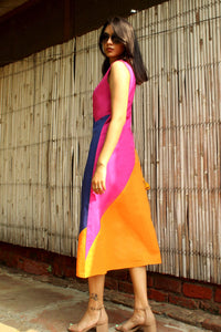 MARYLENE MONDRIAN HAND WOVEN COTTON DERBY DRESS