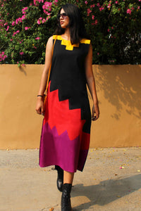 MADELYN MONDRIAN HAND WOVEN COTTON DERBY DRESS