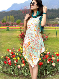 LUCINDA GORGEOUS KASHMIR WATER MARBLED PURE SILK DRESS