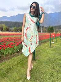 LUCINDA GORGEOUS KASHMIR WATER MARBLED PURE SILK DRESS